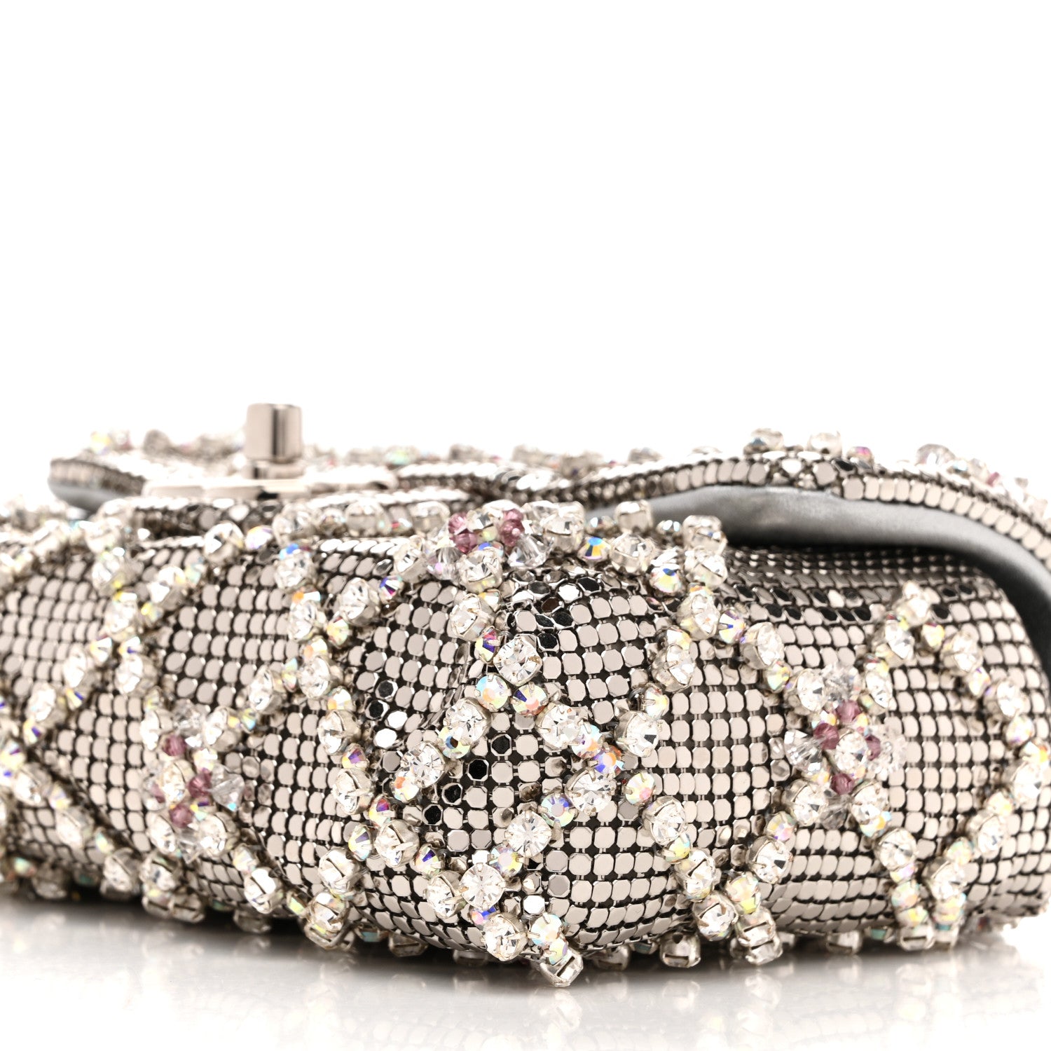 Chanel Chain Mail Crystal Quilted Mini Flap Argent 10 of 11