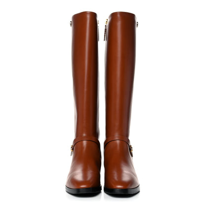 Gucci Calfskin Rosie Tall Riding Boots 39 Brown Papaya 2 of 11