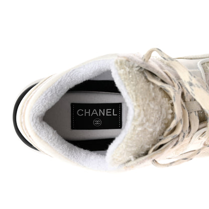 Chanel Velour Tweed CC Sneakers 40 White 6 of 14
