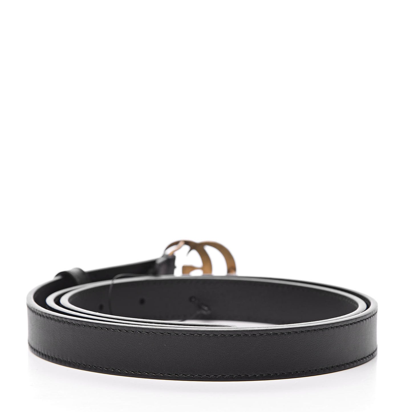 Calfskin Pearl Double G 20mm Belt 95 38 Black Cream