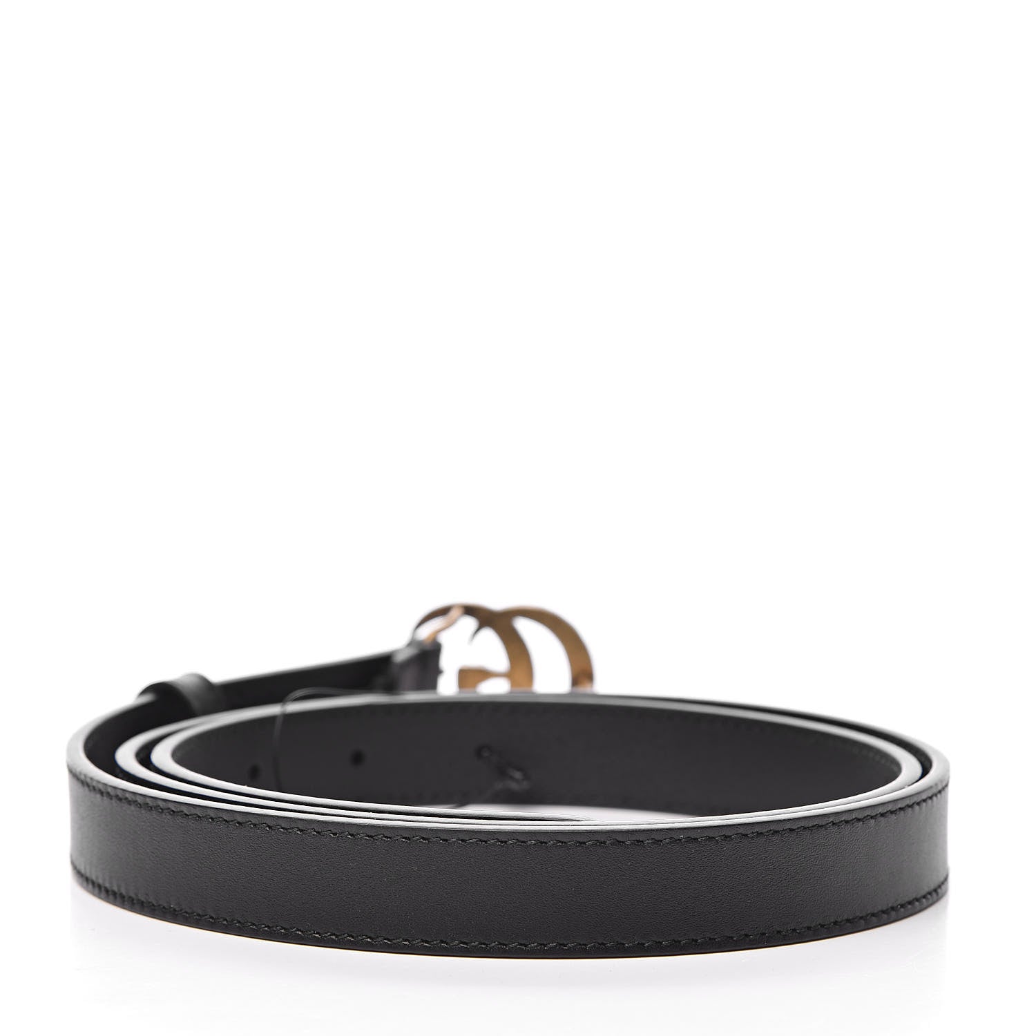 Gucci Calfskin Pearl Double G 20mm Belt 95 38 Black Cream 3 of 6