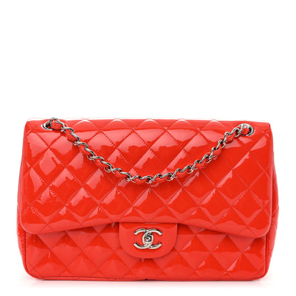Chanel Patent Quilted Jumbo Double Flap Red 1 of 13