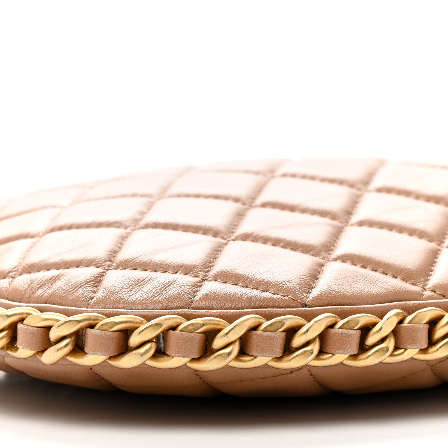 Chanel Shiny Crumpled Lambskin Quilted Large Trendy Chain Around Hobo Dark Beige 10 of 17