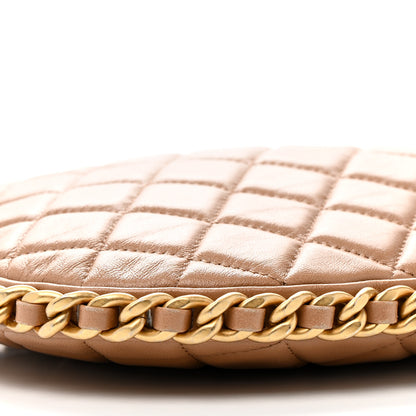 Chanel Shiny Crumpled Lambskin Quilted Large Trendy Chain Around Hobo Dark Beige 10 of 17