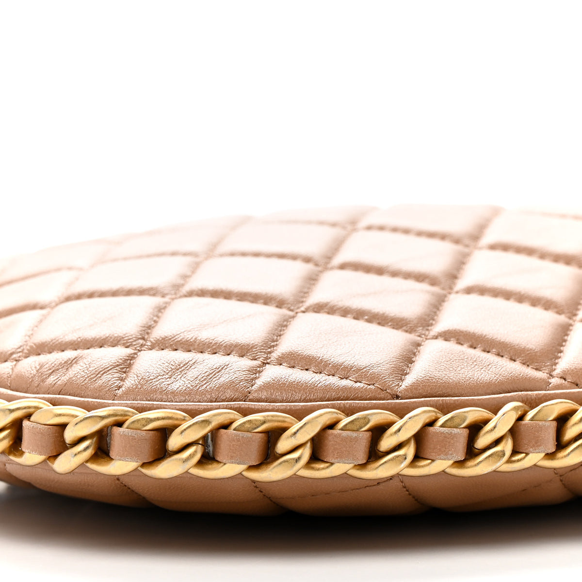 Chanel Shiny Crumpled Lambskin Quilted Large Trendy Chain Around Hobo Dark Beige 10 of 17