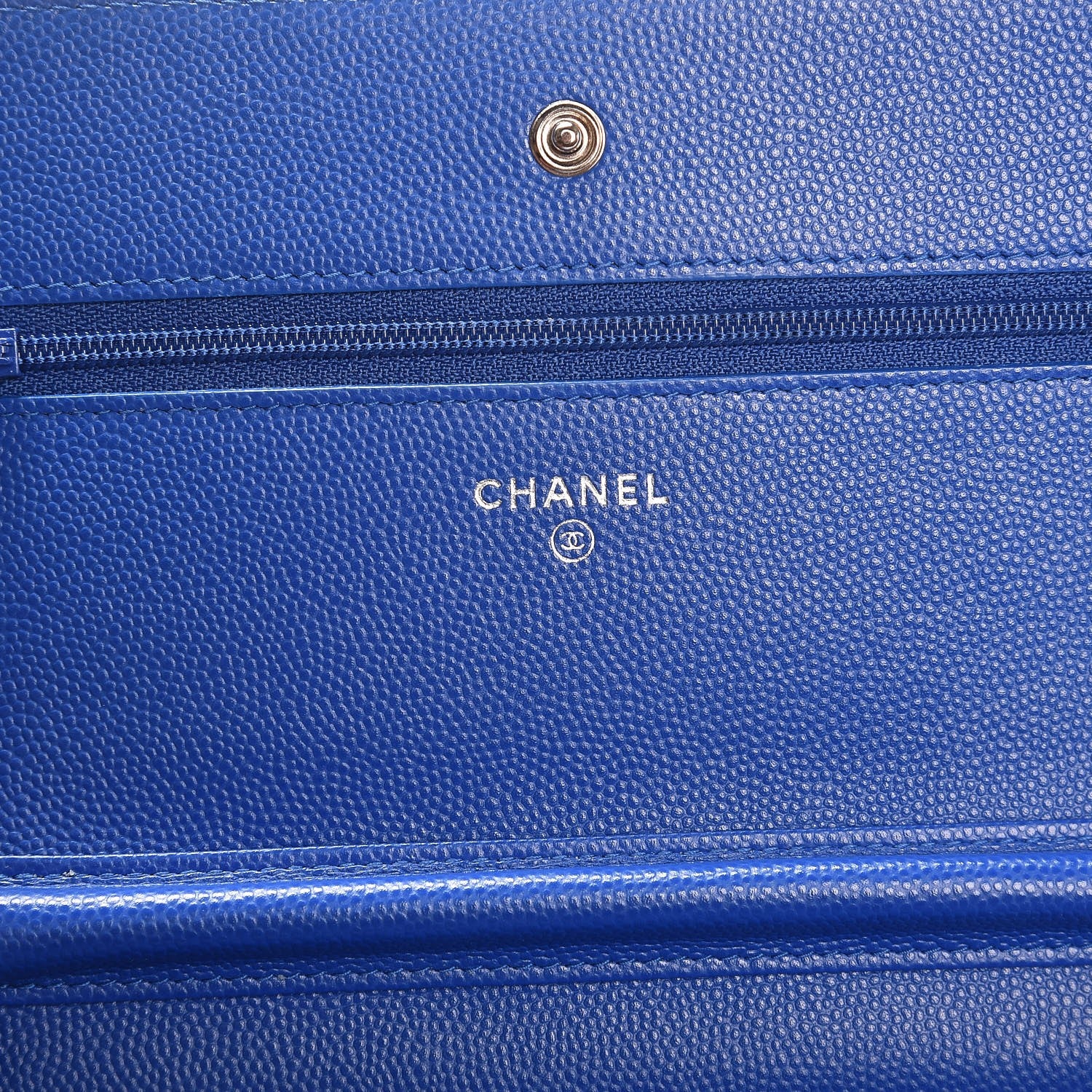 Chanel Caviar Chevron Quilted Wallet On Chain WOC Bright Blue 6 of 8
