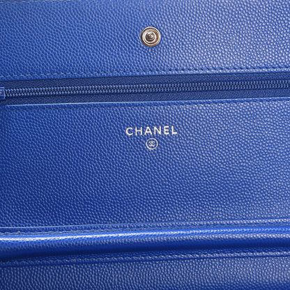 Chanel Caviar Chevron Quilted Wallet On Chain WOC Bright Blue 6 of 8