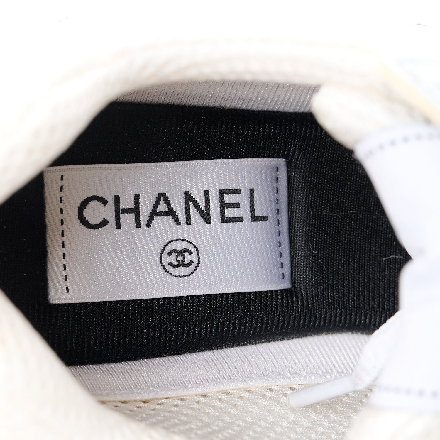 Chanel Fabric Laminated Calfskin Stretch CC Womens Sneakers 38 White Silver 7 of 9