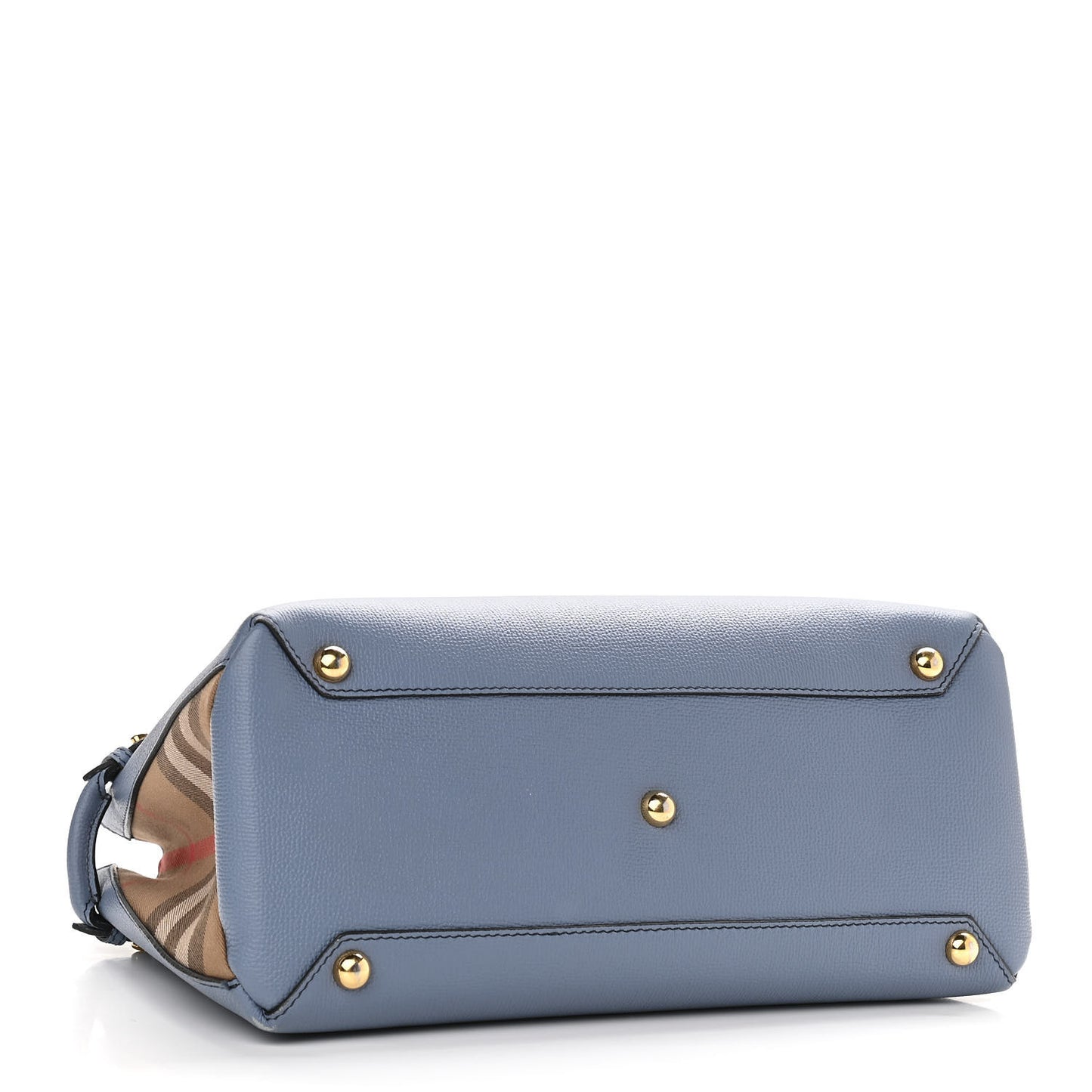Derby Calfskin House Check Medium Banner Tote Slate Blue