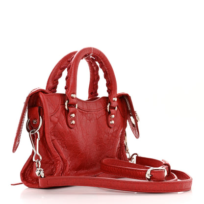 Balenciaga Agneau Classic Silver Hardware Nano City Rouge Groseille 3 of 10
