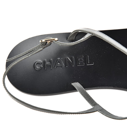 Chanel Patent CC Thong Sandals 41 Grey Pink 6 of 9