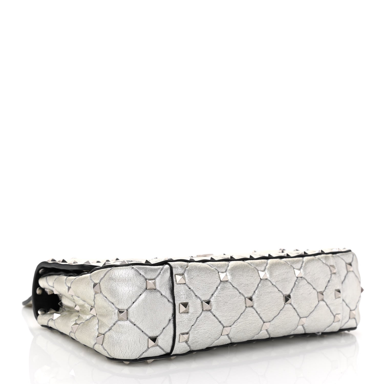 Valentino Garavani Metallic Nappa Small Rockstud Spike Shoulder Bag Silver 4 of 9