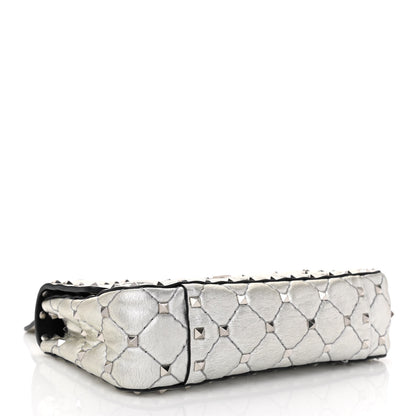 Valentino Garavani Metallic Nappa Small Rockstud Spike Shoulder Bag Silver 4 of 9
