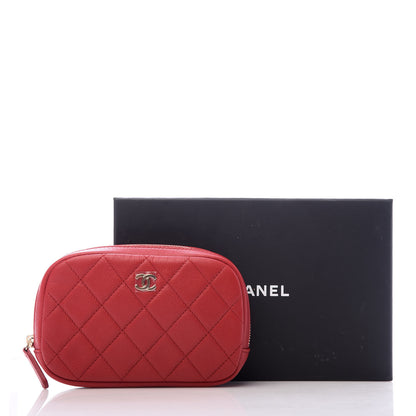 Chanel Caviar Quilted Small Curvy Pouch Cosmetic Case Dark Red 8 of 8
