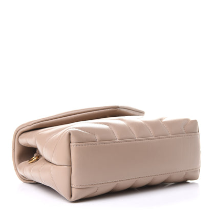 Saint Laurent Calfskin Y Quilted Monogram Toy Loulou Crossbody Bag Dark Beige 3 of 12