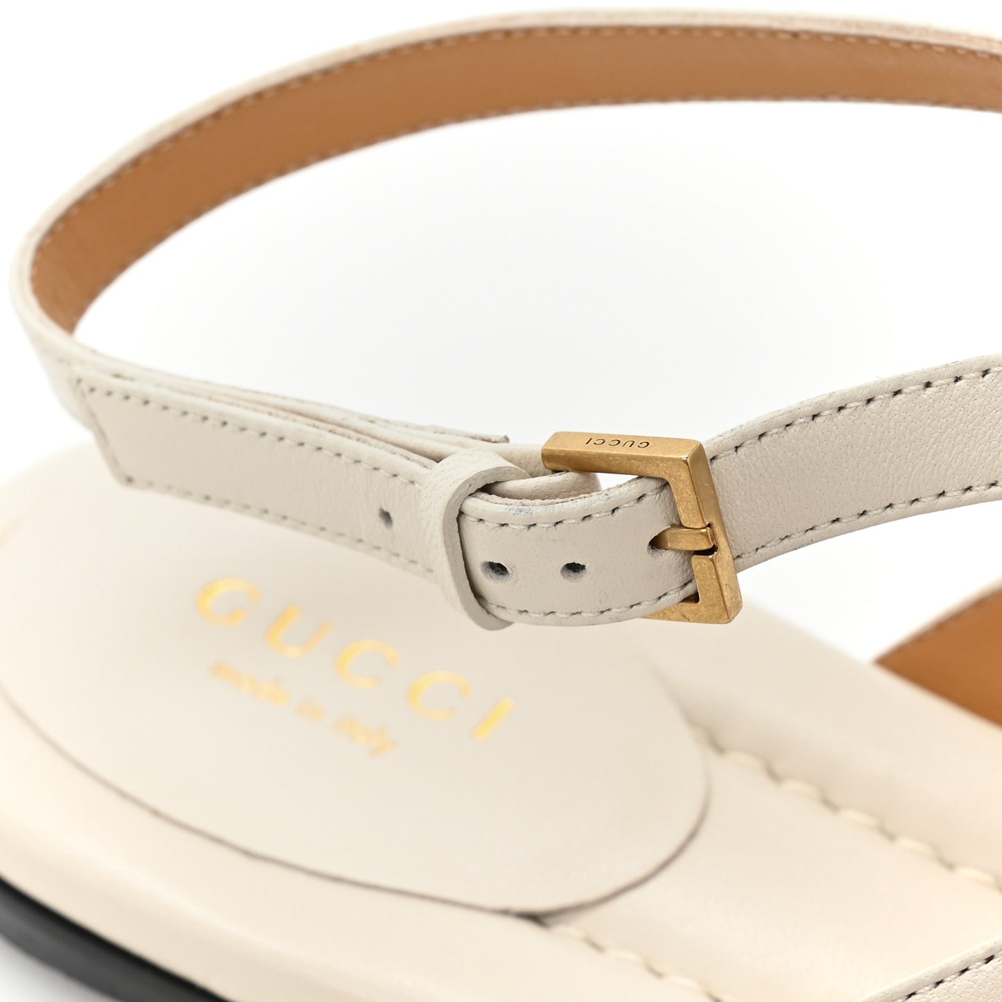 Calfskin Double G Thong Flat Sandals 40 White