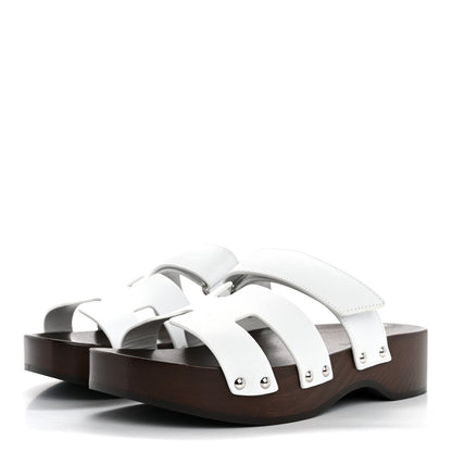 Hermes Calfskin Womens Kos Clog 35 White 4 of 10