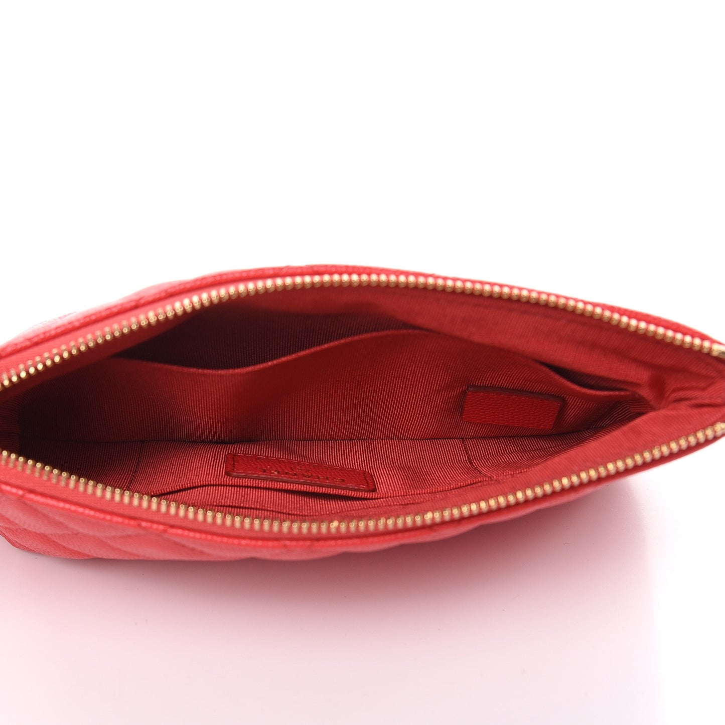 Shiny Caviar Quilted Cosmetic Case Red