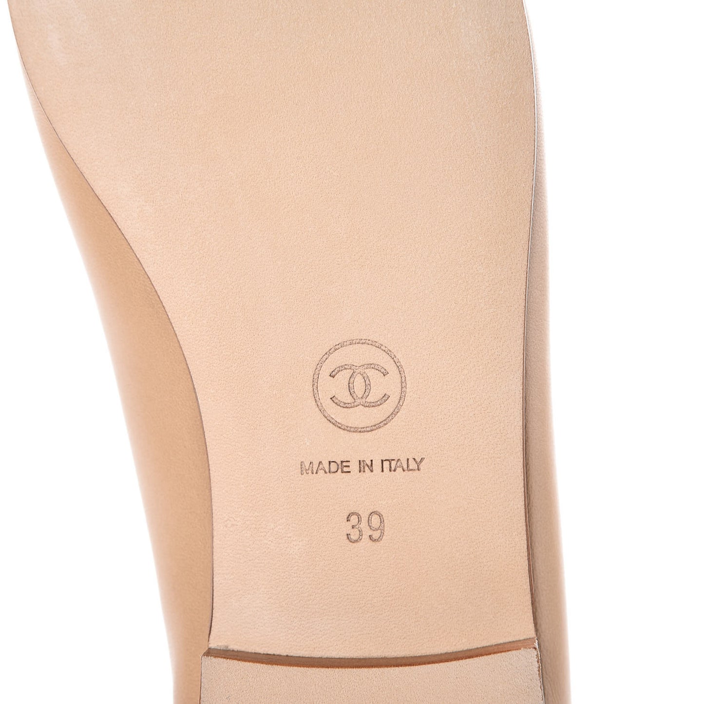 Lambskin Cap Toe CC Ballerina Flats 39 Beige