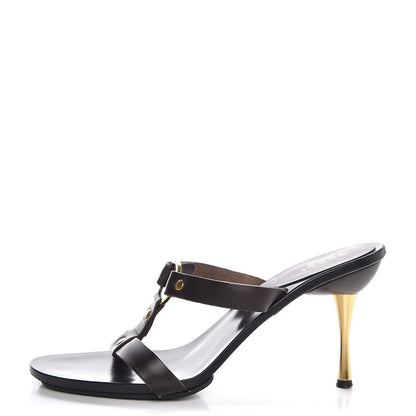 Gucci Calfskin Sandal Heels 37 Brown 1 of 9