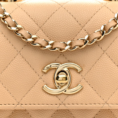 Chanel Caviar Quilted Coco Handle Clutch With Chain Beige 8 of 11