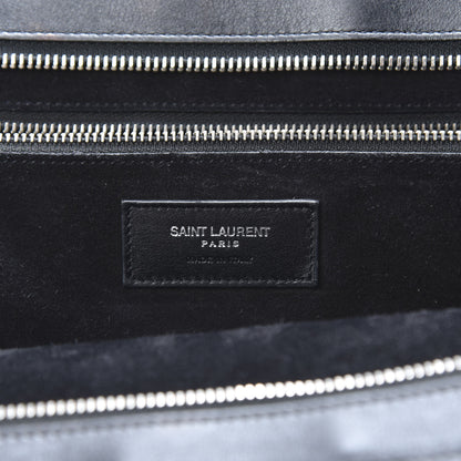 Saint Laurent Grained Calfskin Medium Fringe Cabas Rive Gauche Black 6 of 19
