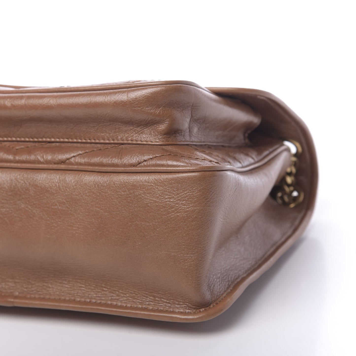 Crinkled Calfskin Matelasse Monogram Medium Niki Chain Satchel Caramel