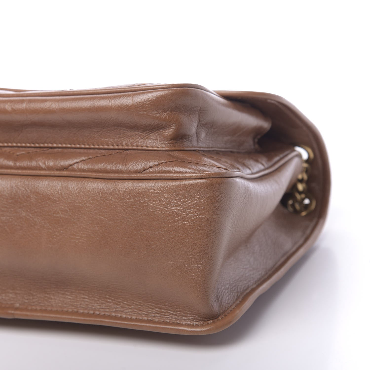 Saint Laurent Crinkled Calfskin Matelasse Monogram Medium Niki Chain Satchel Caramel 9 of 9