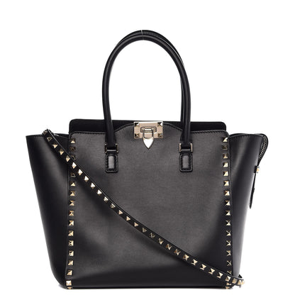 Valentino Garavani Vitello Rockstud Double Handle Tote Black 1 of 7