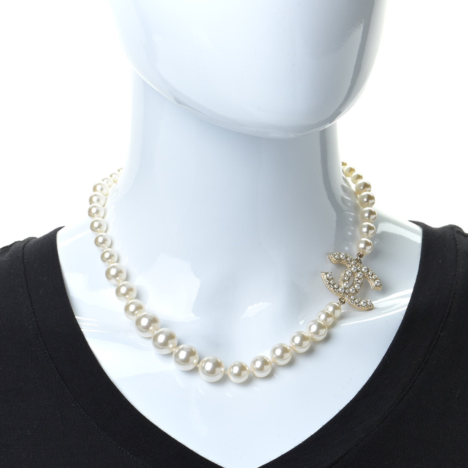 Chanel Pearl CC 100th Anniversary Necklace Light Gold 12 of 14