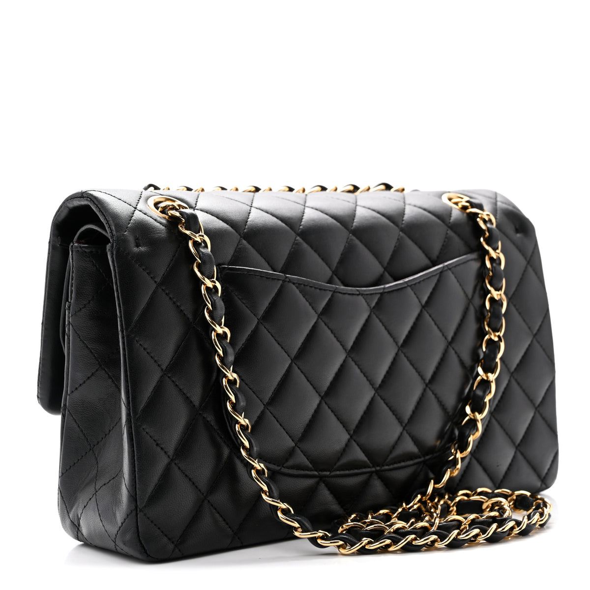 Lambskin Quilted Medium Double Flap Black