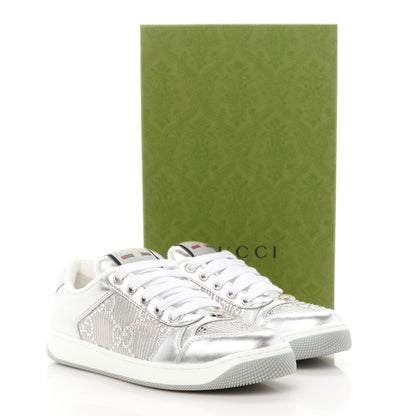 Gucci Metallic Nappa Silk Crystals Womens Screener Sneakers 36.5 Silver Light Grey 10 of 10