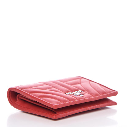 Prada Soft Calfskin Impunture Diagramme Wallet Red 4 of 8