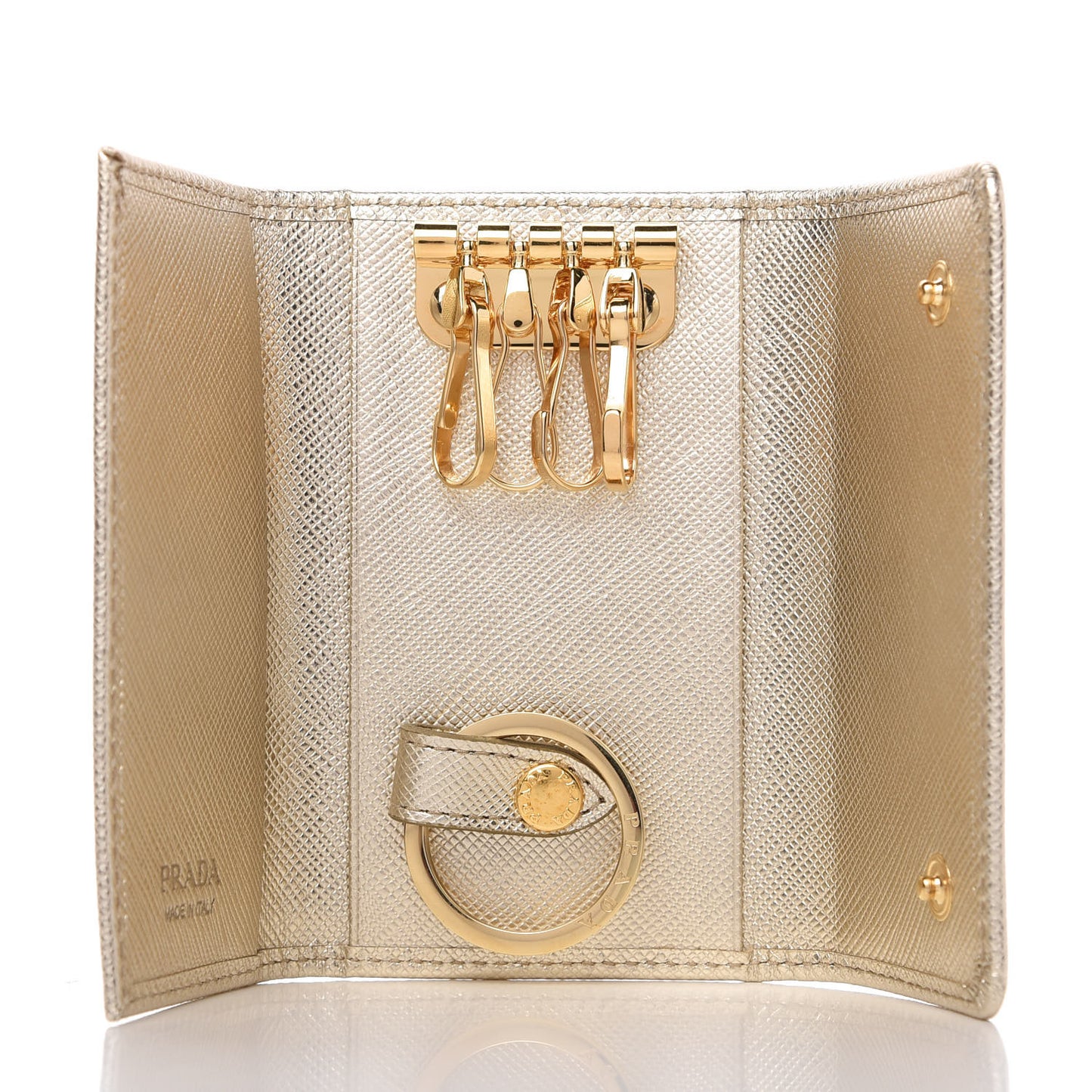 Metallic Saffiano 4 Key Holder Pirite