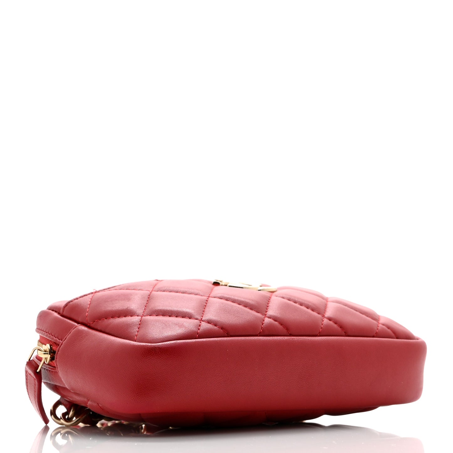 Lambskin Quilted Waist Bag With Pouch Red