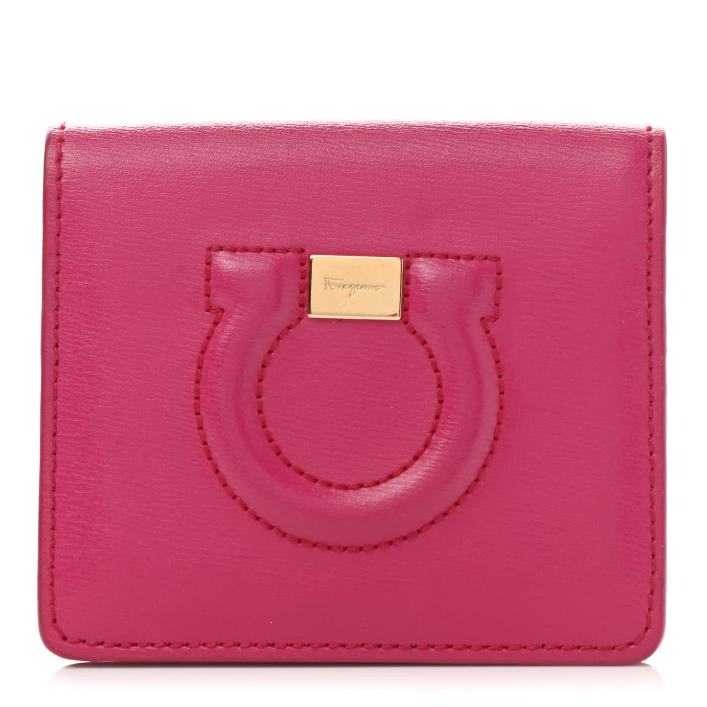 Grained Calfskin Cardholder Wallet Fuchsia Red