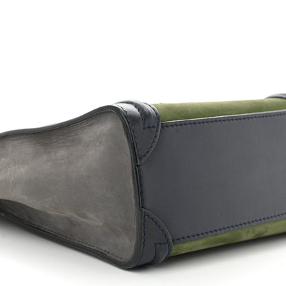 Celine Nubuck Smooth Calfskin Nano Tri-Color Luggage Green 8 of 10