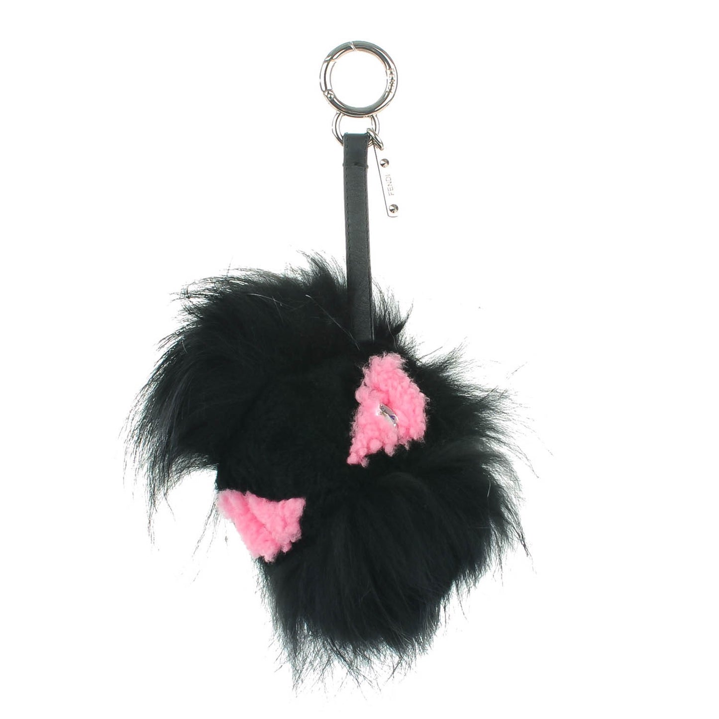 Fox Fur Shearling Crystal Pinky Punky Monster Bag Bug Charm Black Bubblegum