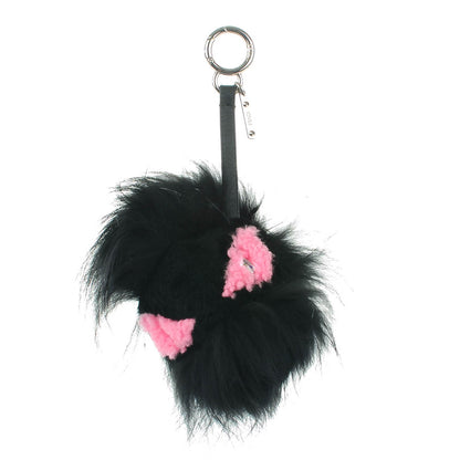 Fendi Fox Fur Shearling Crystal Pinky Punky Monster Bag Bug Charm Black Bubblegum 1 of 5