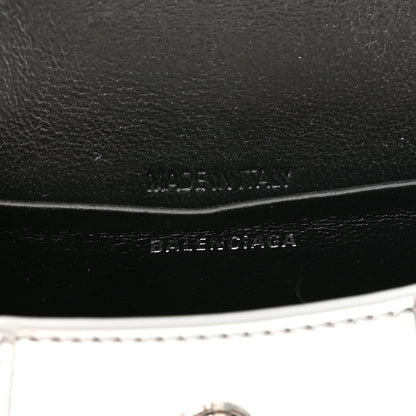 Balenciaga Metallic Calfskin Crocodile Embossed Hourglass Top Handle Bag Mini with Chain Silver 6 of 8