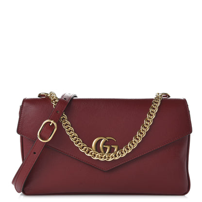 Gucci Calfskin Diagonal GG Medium Thiara Double Envelope Shoulder Bag Black Red 1 of 10