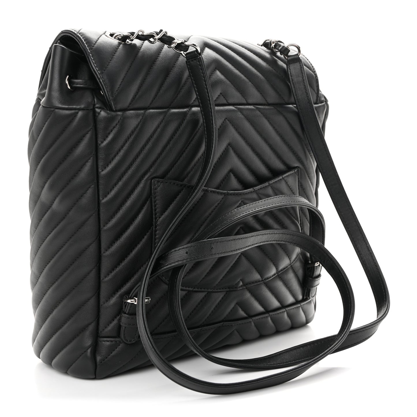 Calfskin Chevron Quilted Large Urban Spirit Backpack Black
