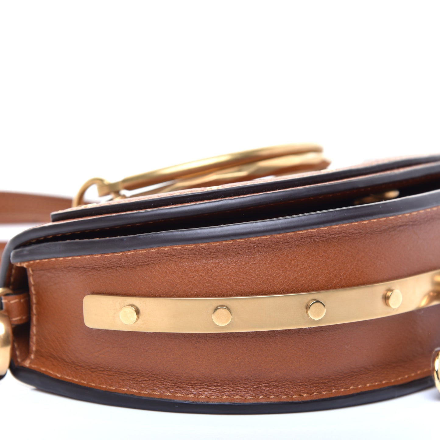 Calfskin Small Nile Bracelet Minaudiere Bag Caramel