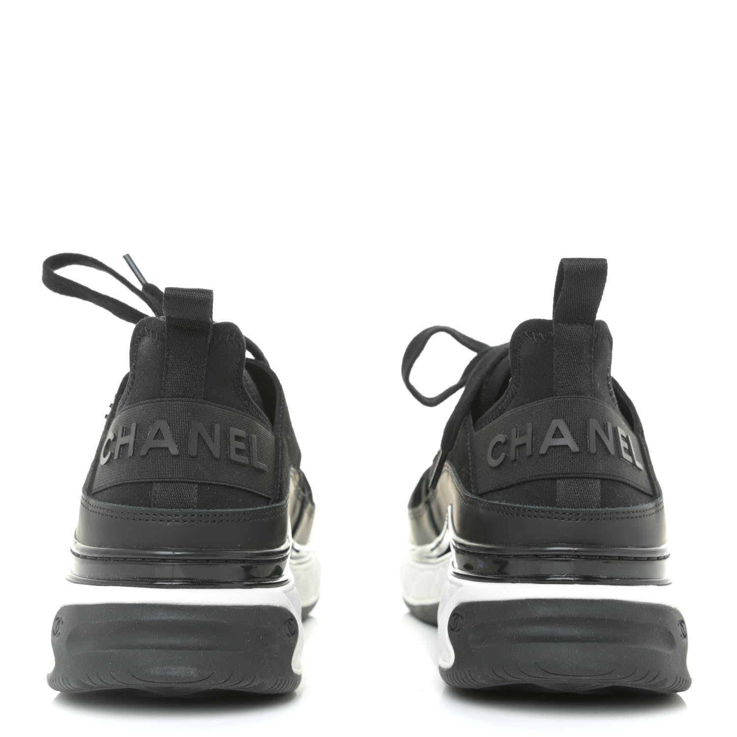 Chanel Velvet Calfskin Mixed Fibers CC Sneakers 41 Black 5 of 8