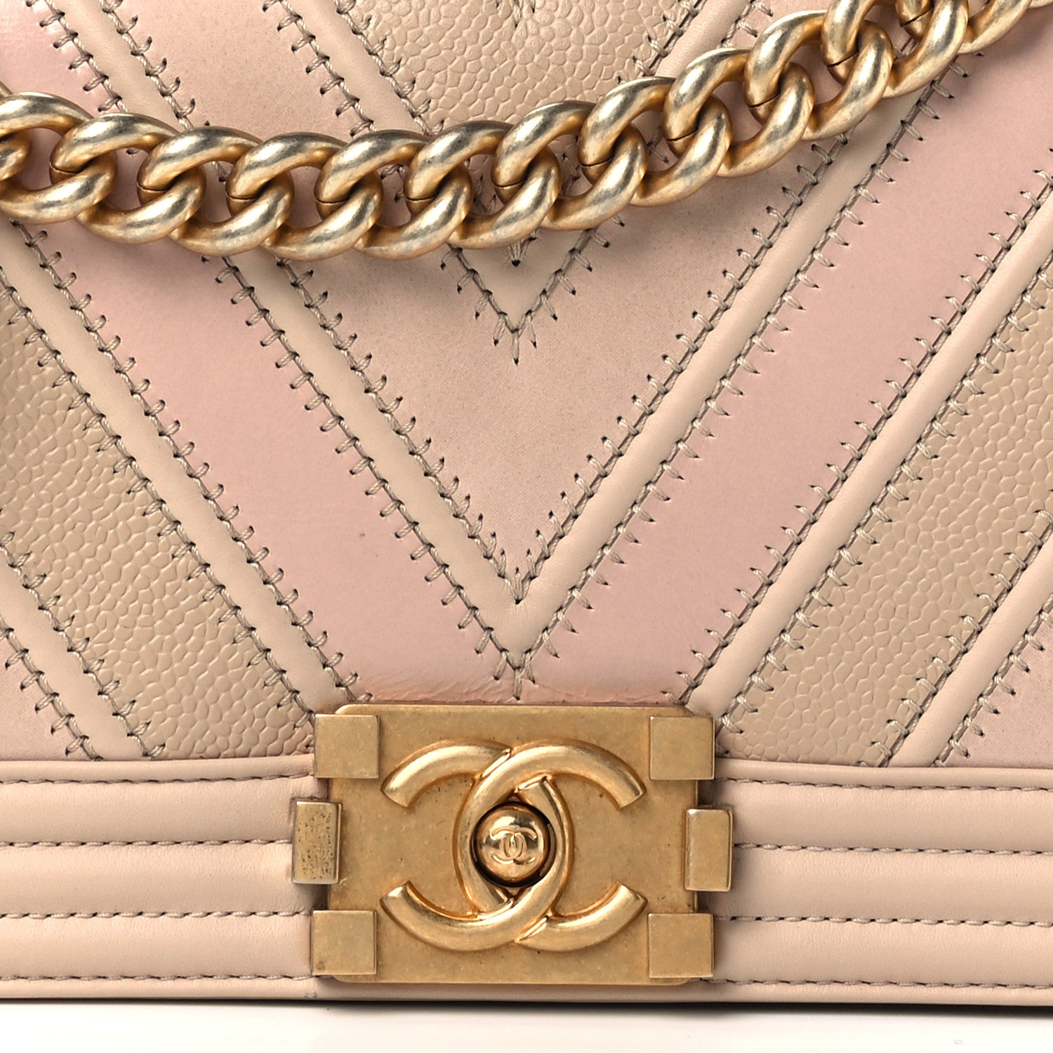 Chanel Caviar Suede Calfskin Chevron Medium Boy Flap Beige 8 of 12
