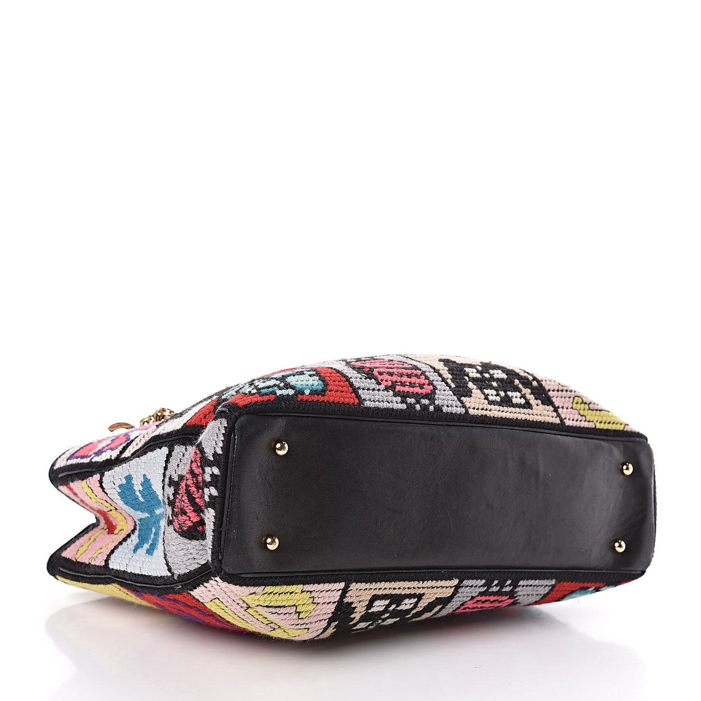 Needlepoint Precious Symbols Shoulder Bag Black