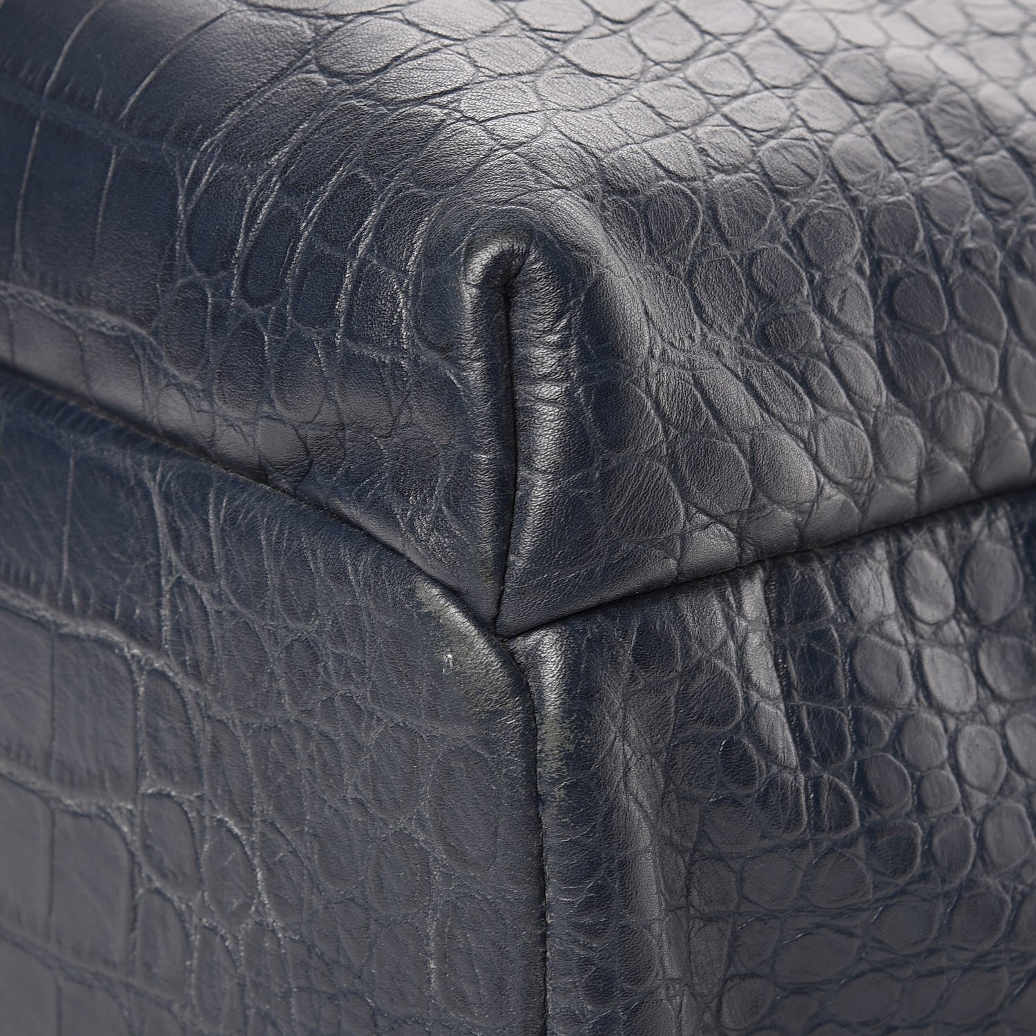 MCM Calfskin Crocodile Embossed Large Luxus Backpack Blue 6 of 24