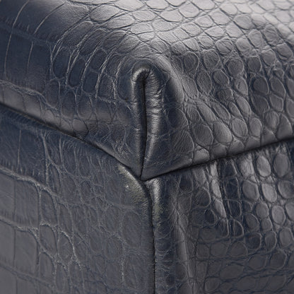 MCM Calfskin Crocodile Embossed Large Luxus Backpack Blue 6 of 24