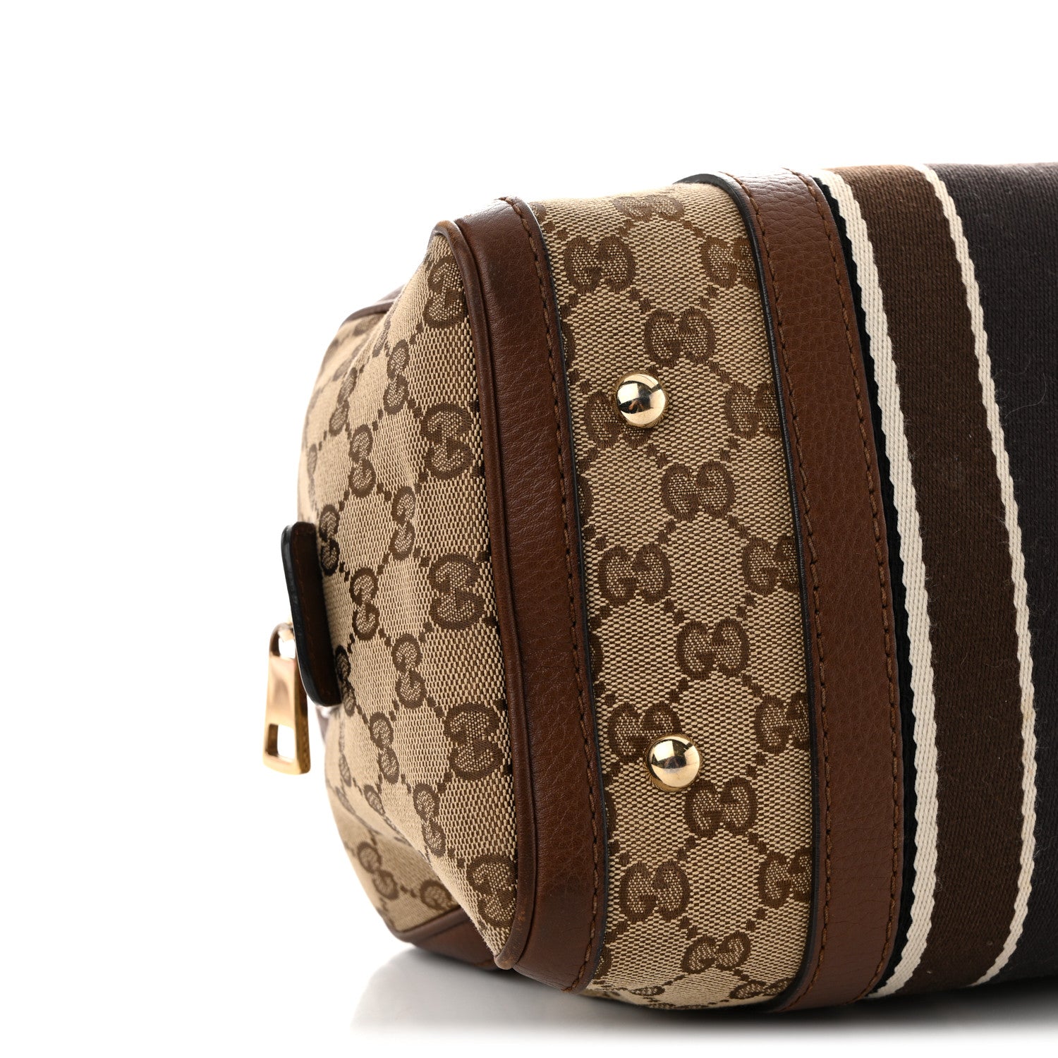 Gucci Monogram Vintage Web Small Boston Brown 8 of 16