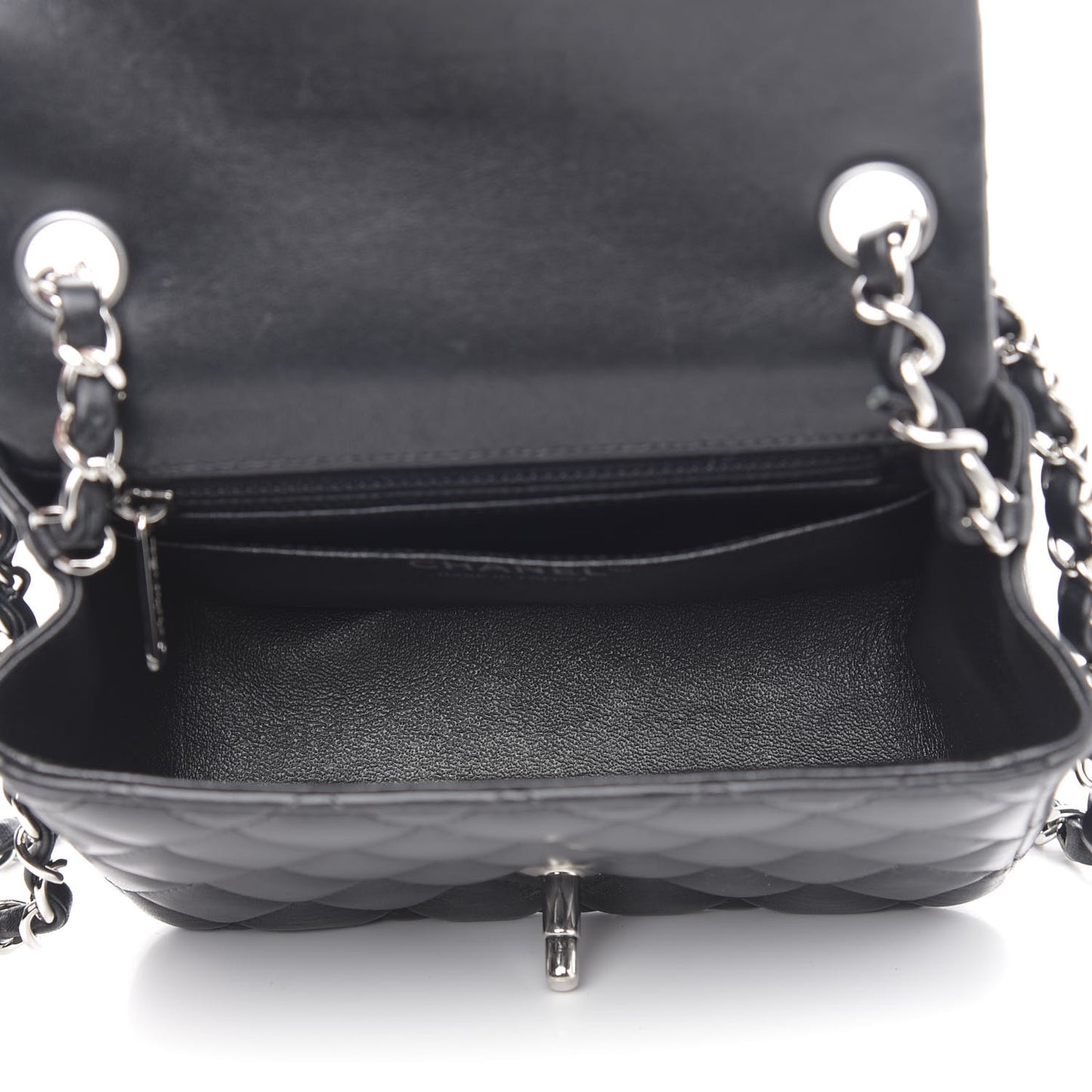 Lambskin Quilted Mini Square Flap Black